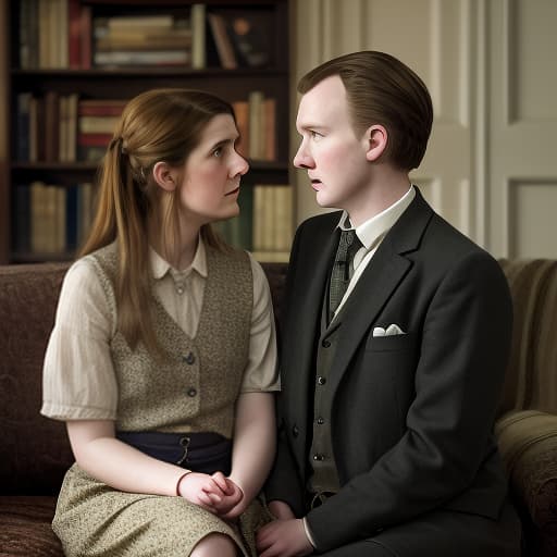  molly hooper, 15, and mycroft holmes, 22, sit in the living room and look at each other