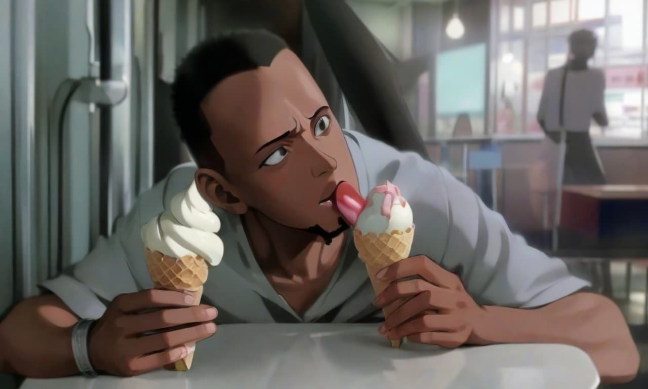  anime character with two icecream in hands