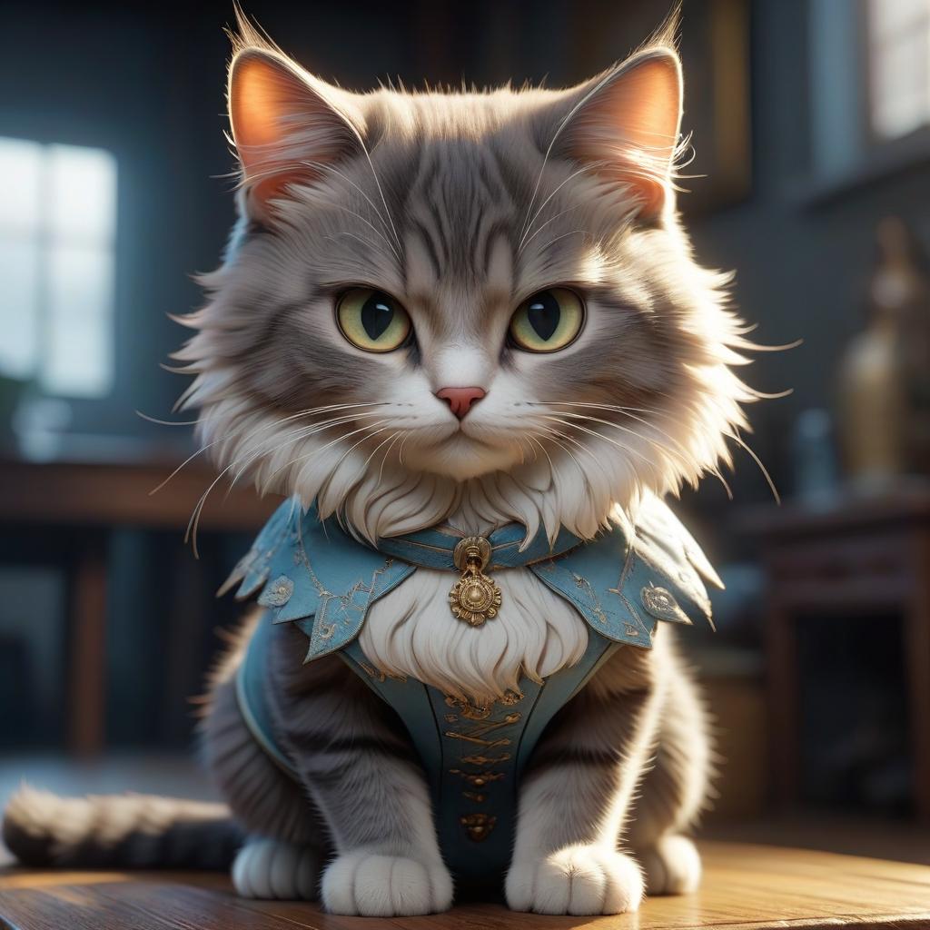  cat hyperrealistic, full body, detailed clothing, highly detailed, cinematic lighting, stunningly beautiful, intricate, sharp focus, f/1. 8, 85mm, (centered image composition), (professionally color graded), ((bright soft diffused light)), volumetric fog, trending on instagram, trending on tumblr, HDR 4K, 8K