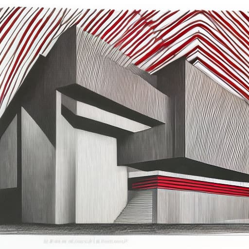 dvarchmodern draw a strict card for an architect teacher of drawing. in white with red and black accents. style avant garde or minimalism, as a drawing