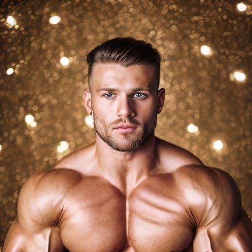 portrait+ style Russian queer pro bodybuilder blonde hunk dude face