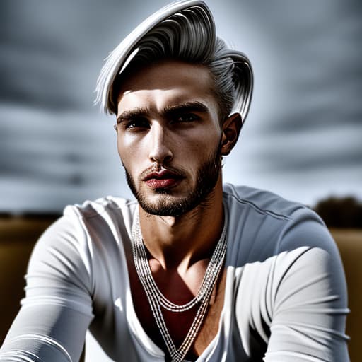 portrait+ style Russian LGBT queer fashion model blonde hunk dude face