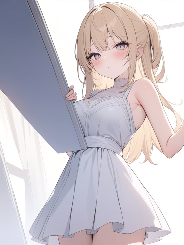  a small girl, blonde, white dress, masterpiece, best quality,8k,ultra detailed,high resolution,an extremely delicate and beautiful,hyper detail