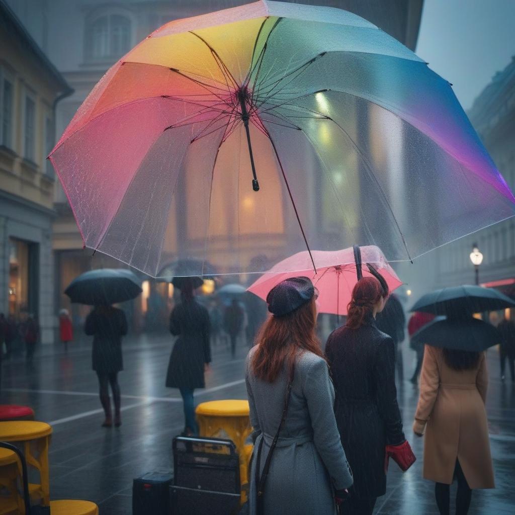  Rain in Vienna, beautiful deserted urban landscape hyperrealistic, full body, detailed clothing, highly detailed, cinematic lighting, stunningly beautiful, intricate, sharp focus, f/1. 8, 85mm, (centered image composition), (professionally color graded), ((bright soft diffused light)), volumetric fog, trending on instagram, trending on tumblr, HDR 4K, 8K