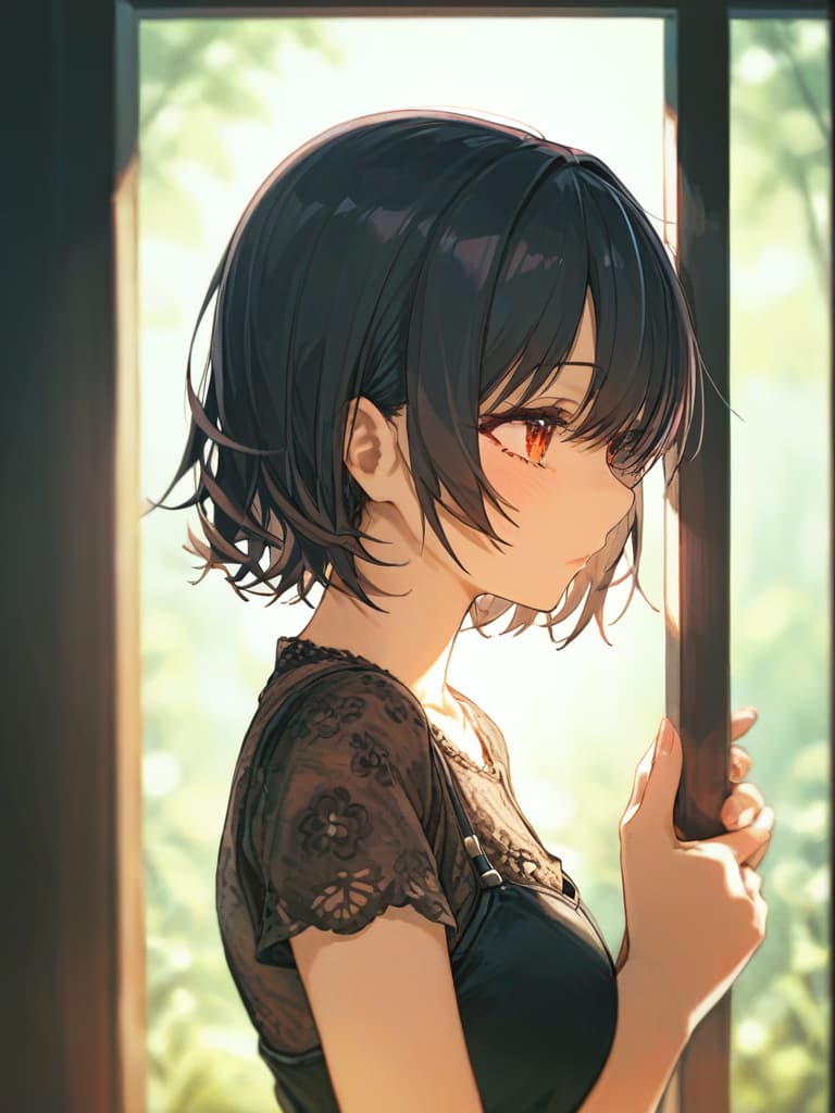  black hair, red hanging skirt, masterpiece, best quality,8k,ultra detailed,high resolution,an extremely delicate and beautiful,hyper detail