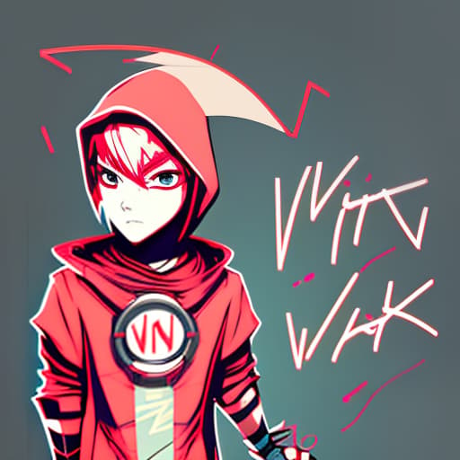 nvinkpunk cute chibi magician in red suit with hood looks at camera, white background, (logo:1.3), vector graphics, brand, design, inspired, (straight:1.3), (symmetrical:0.4)