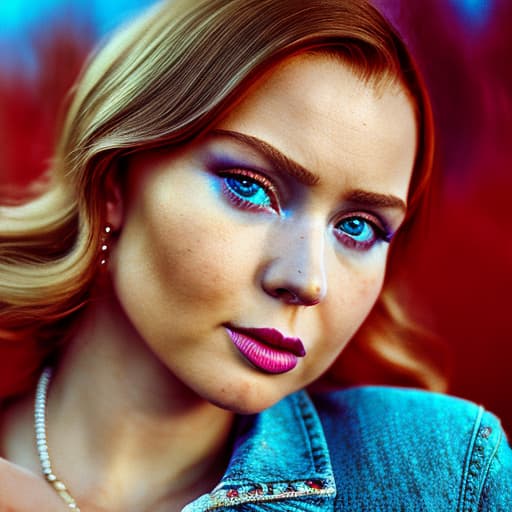 portrait+ style Russian queer TV actress blonde female face