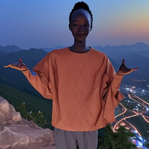  A fair skin Ghanaian standing on mountain at night with a pure heart in his 