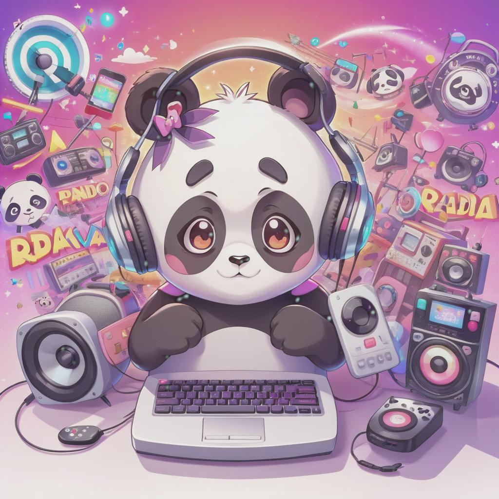  anime artwork internet logo of kawaii radio, panda . anime style, key visual, vibrant, studio anime, highly detailed