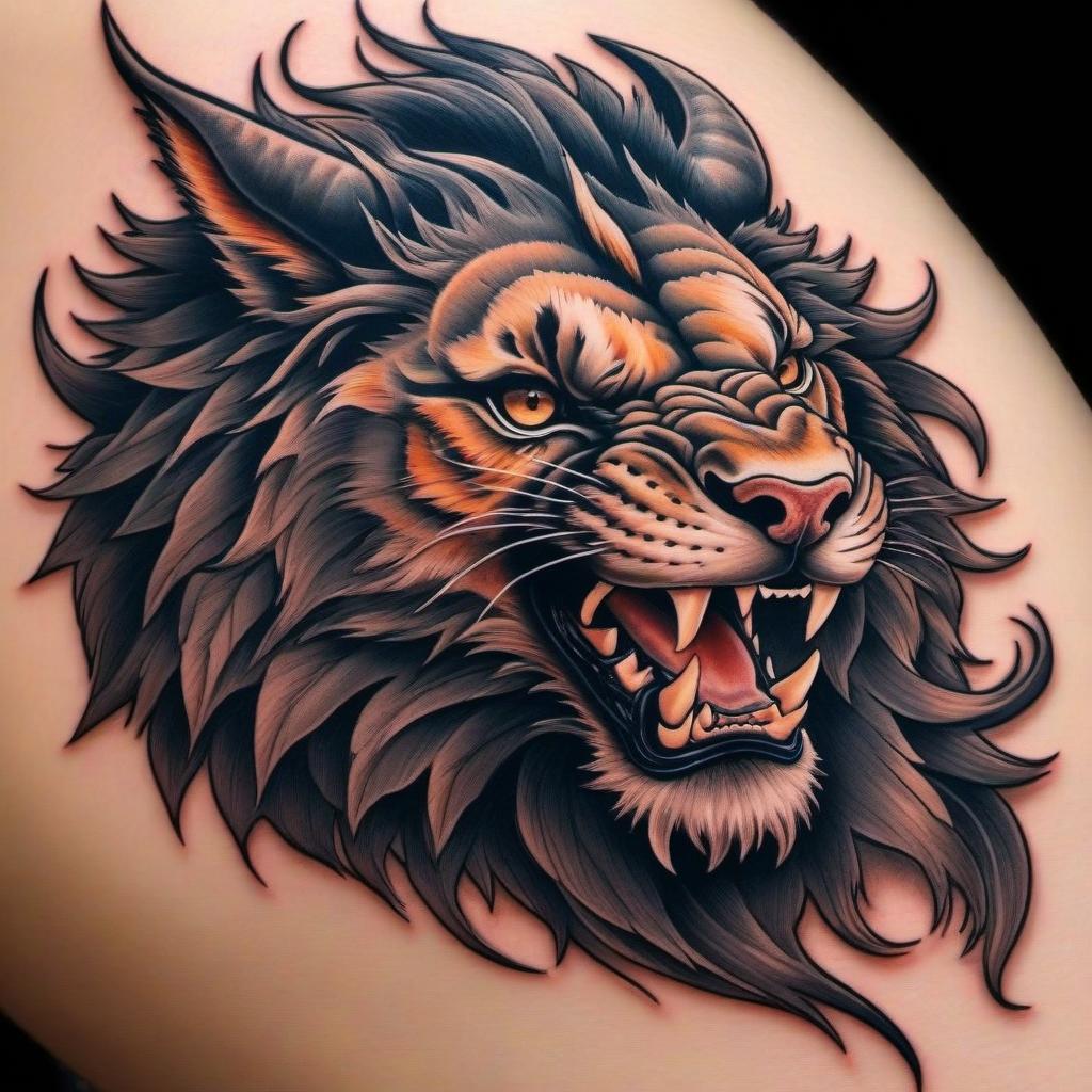  Dragon + lion tattoo