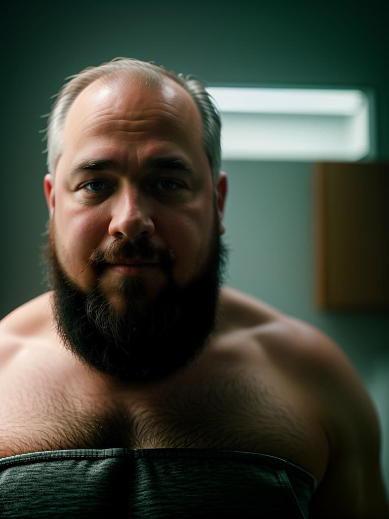  chubby overweight forty five year bearded white man wearing only a diaper, because he loves to dressed like a which is why he is obviously not potty trained , hyperrealistic, high quality, highly detailed, cinematic lighting, intricate, sharp focus, f/1. 8, 85mm, (centered image composition), (professionally color graded), ((bright soft diffused light)), volumetric fog, trending on instagram, HDR 4K, 8K