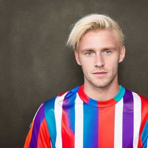 portrait+ style British LGBT queer footballer blonde hunk dude face