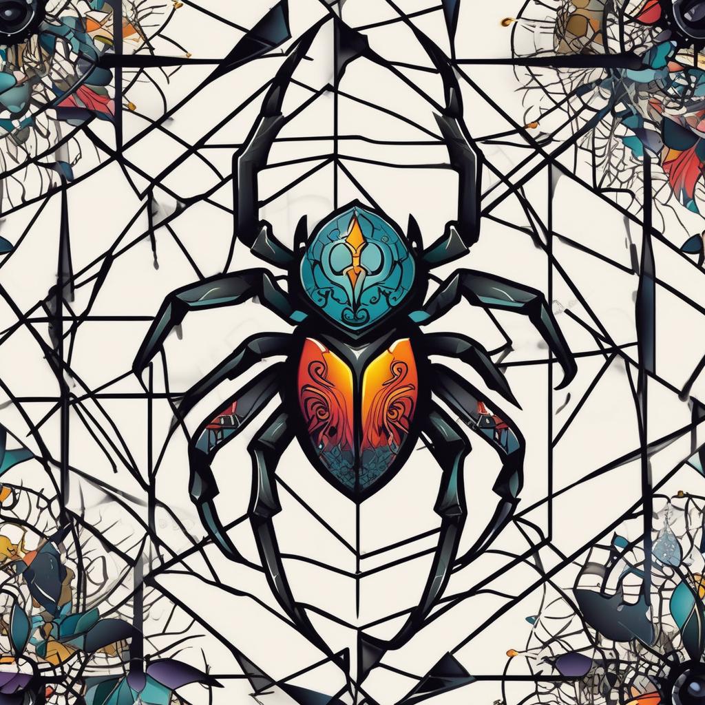  with vibrant abstract elements, tattoo spider