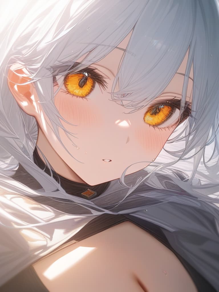  e cup, white hair, yellow eyes, masterpiece, best quality,8k,ultra detailed,high resolution,an extremely delicate and beautiful,hyper detail