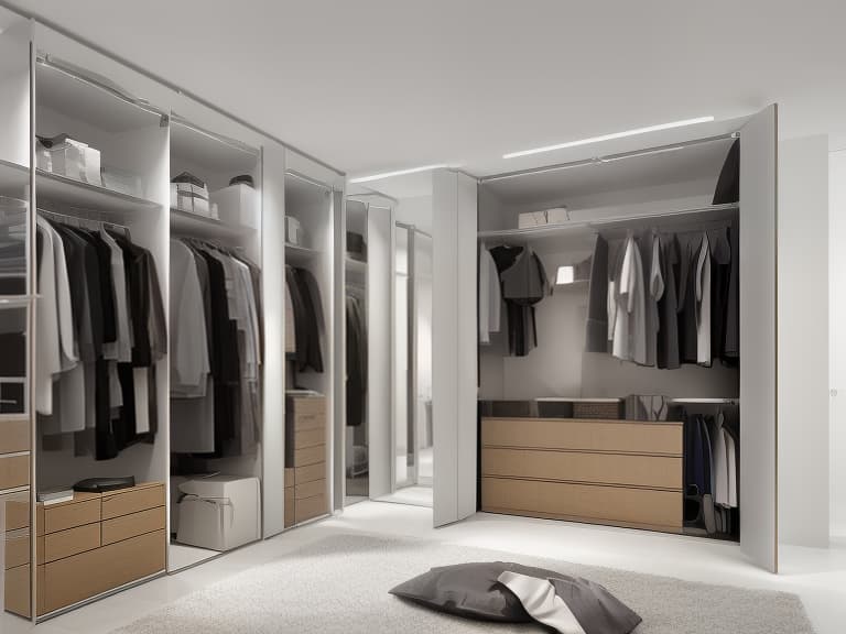 dvarchmodern modern wardrobe in the dressing room, realism, 8k