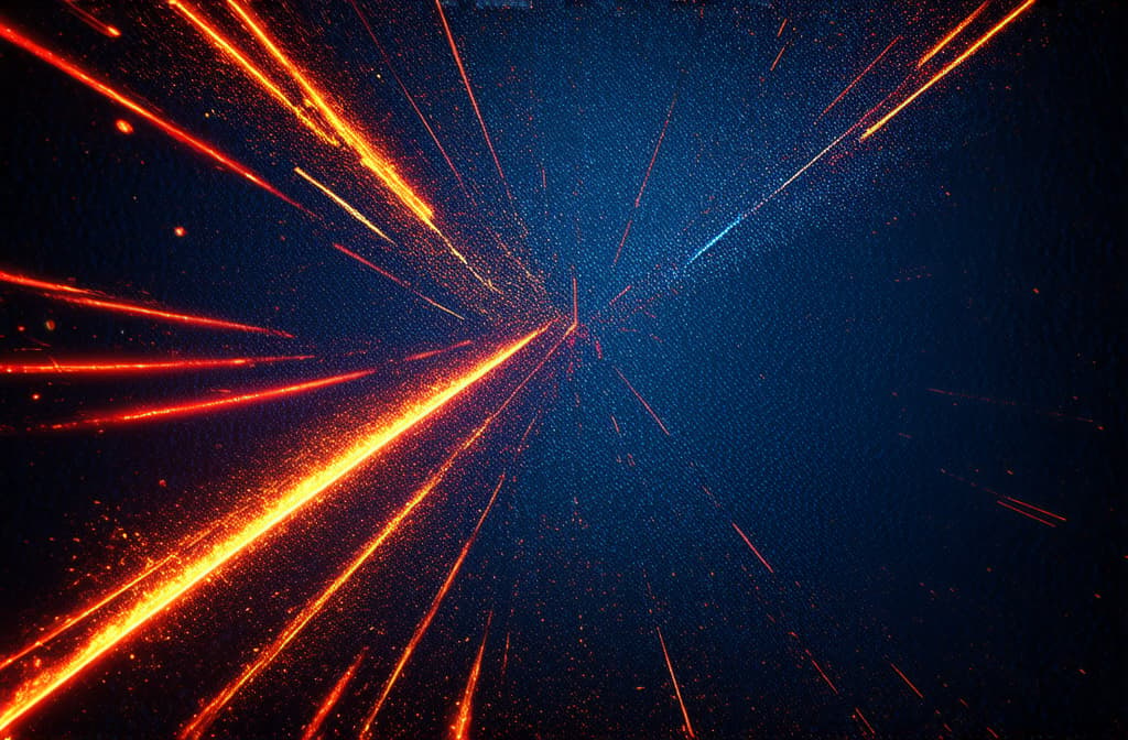  epic realistic, hyperdetailed, (cycles render:1.3), caustics, (glossy:0.58), (artstation:0.82),colorful glow light flare sparks texture. red orange rays on dark blue abstract overlay. ar 3:2