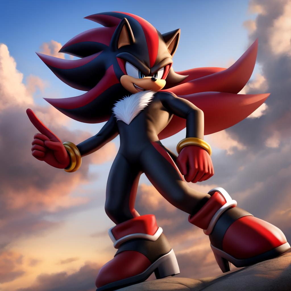  Shadow the hedgehog (sega) (full body), open eyes, digital art, masterpiece, 4k, fine details,