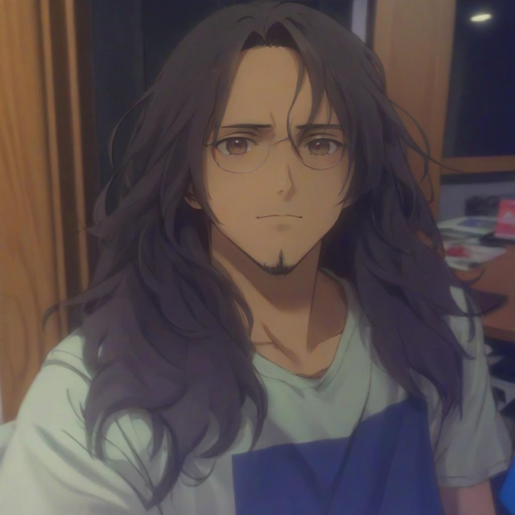  anime artwork the guy with the long hair . anime style, key visual, vibrant, studio anime, highly detailed