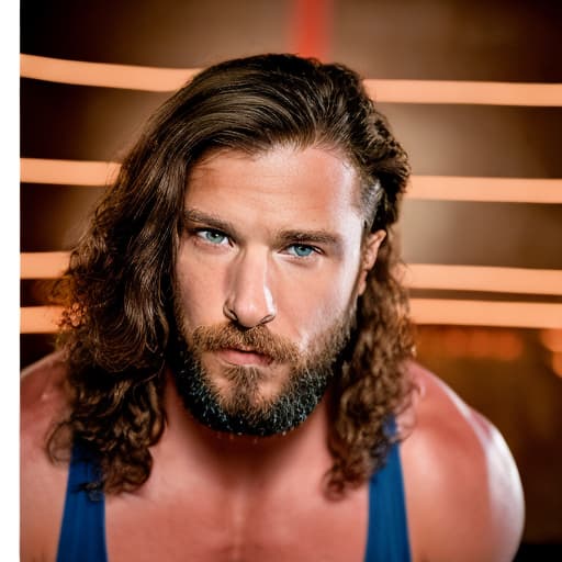 portrait+ style WrestleMania superstar brunette hunk dude face