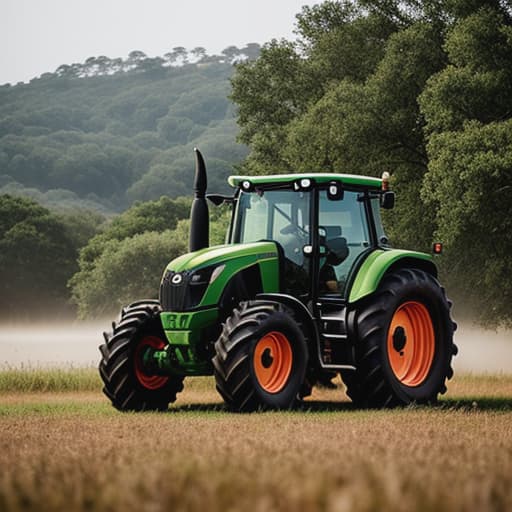  a tractor and men man standing on tractor front hyperrealistic, full body, detailed clothing, highly detailed, cinematic lighting, stunningly beautiful, intricate, sharp focus, f/1. 8, 85mm, (centered image composition), (professionally color graded), ((bright soft diffused light)), volumetric fog, trending on instagram, trending on tumblr, HDR 4K, 8K