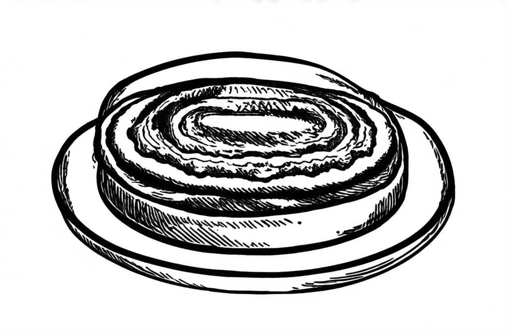  contour, very simple image in one unbroken black ink line, single line of pita bread with hummus, engraving illustration, icon isolated on white background ar 3:2 using a single continuous black line ink brushon white background, drawing should be created without lifting the pen, recognizable features of pita bread with hummus, engraving illustration, icon isolated on white background ar 3:2 in one unbroken line