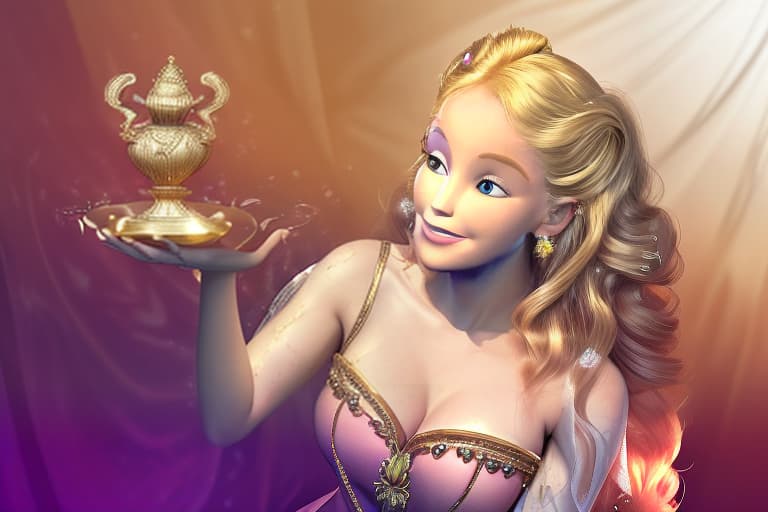  young , luxurious golden hair, romantic pink dress, gold jewelry in hair, large curls, holding a fairy on hand, modernity, photorealistic, hyperrealistic, hyperdetailed, analog style, demure, detailed skin, pores, smirk, smiling eyes, matte skin, soft lighting, subsurface scattering, realistic, heavy shadow, masterpiece, best quality, ultra realistic, 8k, golden ratio, intricate, high detail, film photography, soft focus