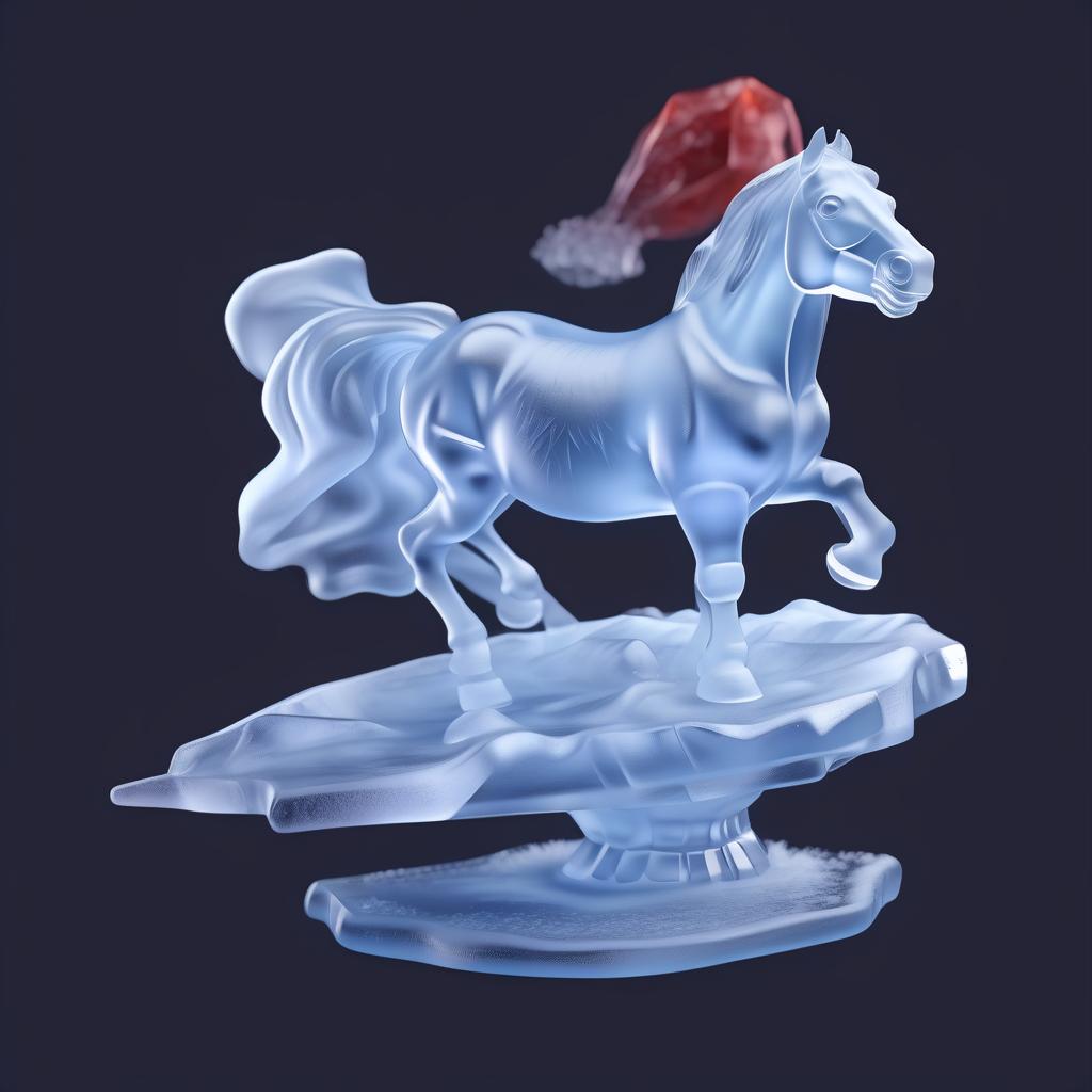  professional 3d model a horse from ice, horse sculpture made of ice . octane render, highly detailed, volumetric, dramatic lighting, civitai