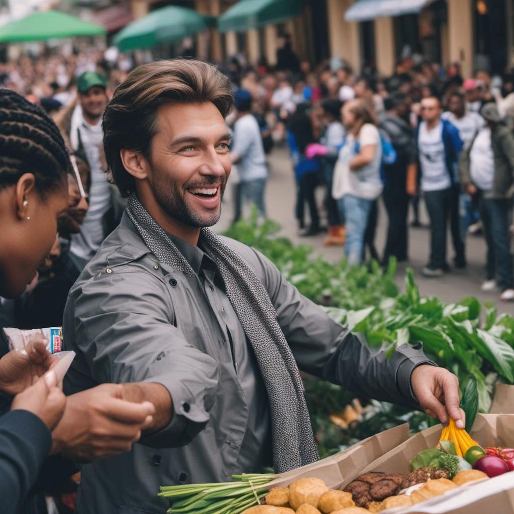  create a picture of peter griefen handing free food to poor black people, profile image style