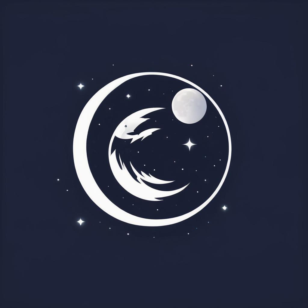  logo moon minimalist  hyperrealistic, full body, detailed clothing, highly detailed, cinematic lighting, stunningly beautiful, intricate, sharp focus, f/1. 8, 85mm, (centered image composition), (professionally color graded), ((bright soft diffused light)), volumetric fog, trending on instagram, trending on tumblr, HDR 4K, 8K