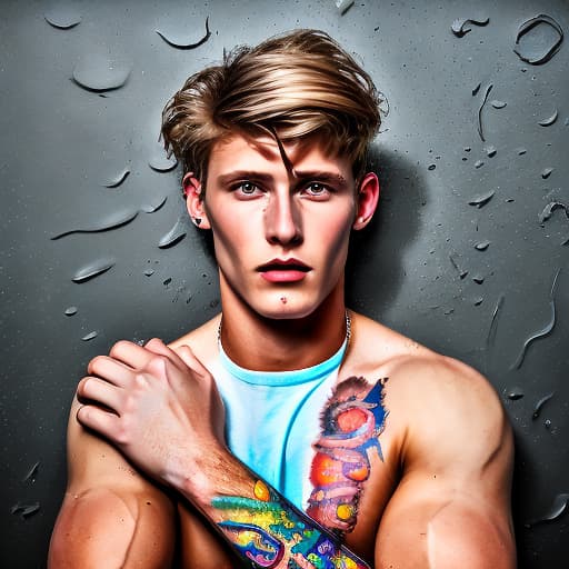 portrait+ style German LGBT queer twink blonde hunk dude face