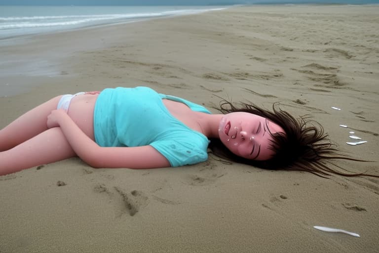  fainted girl on beach