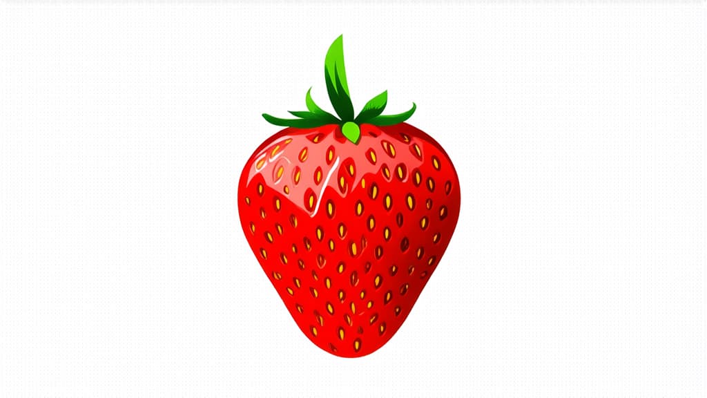  flat illustration, flaticon, (illustration:1.15), strawberry isolated on white background ar 16:9, [cory loftis, strobist, pascal campion :: 0.2]