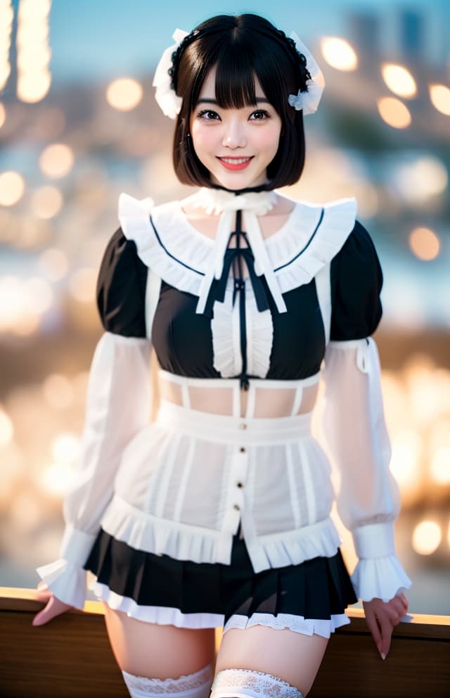  (Table Top: 1.3), (16K, Real, RAW Photo, Best Picture Quality: 1.4), (((Actress: Kanna Hashimoto)), (Big Smile), (Black Hair), (Short Bob Hair), Perfect Anatomy, (Delicate and Beautiful Eyes: 1.3), (45 degrees diagonal up) (Natural Light)), (( Lolita Fashion) ((Miniskirt)) (((Sexy Pose))) hyperrealistic, full body, detailed clothing, highly detailed, cinematic lighting, stunningly beautiful, intricate, sharp focus, f/1. 8, 85mm, (centered image composition), (professionally color graded), ((bright soft diffused light)), volumetric fog, trending on instagram, trending on tumblr, HDR 4K, 8K