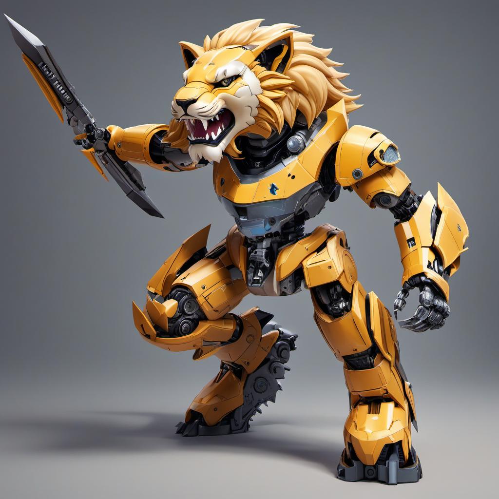  robot shark fighting robot lion, profile image style