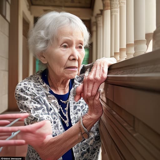  an elderly woman has a memory disorder, she touches her temple with her hand, knowing where she is