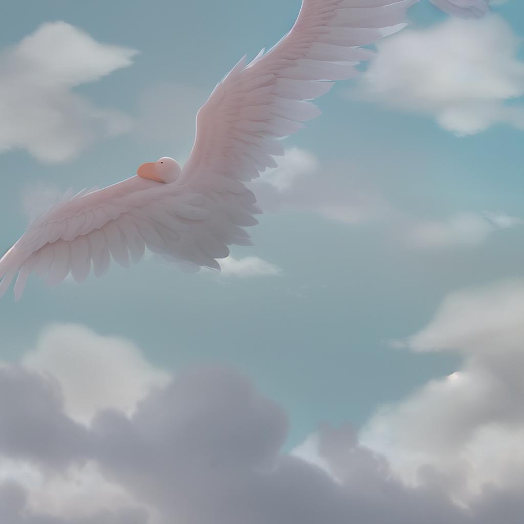  design a soft, pastel colored background with gentle clouds, storks, and floating baby items.