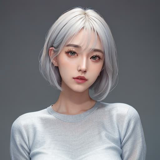  masterpiece,high quality,1 pretty girl,famous Korean idol,silver hair,short hair,blown eyes, clear skin,sweatshirt, hyperrealistic, full body, detailed clothing, highly detailed, cinematic lighting, stunningly beautiful, intricate, sharp focus, f/1. 8, 85mm, (centered image composition), (professionally color graded), ((bright soft diffused light)), volumetric fog, trending on instagram, trending on tumblr, HDR 4K, 8K