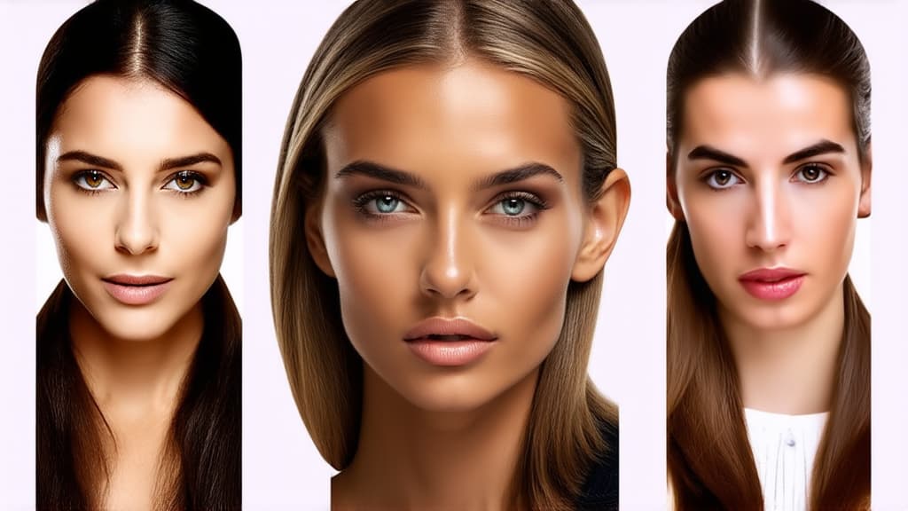  different beauty. set of different female heads on light background. different races and nationalities. ar 16:9, (natural skin texture), highly detailed face, depth of field, hyperrealism, soft light, muted colors