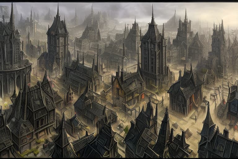 dvarchmodern grimdark fantasy town