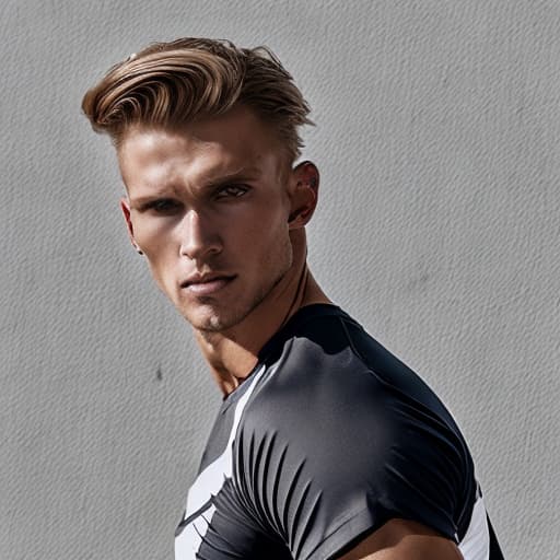 portrait+ style Czech Republic queer fitness model blonde hunk dude face