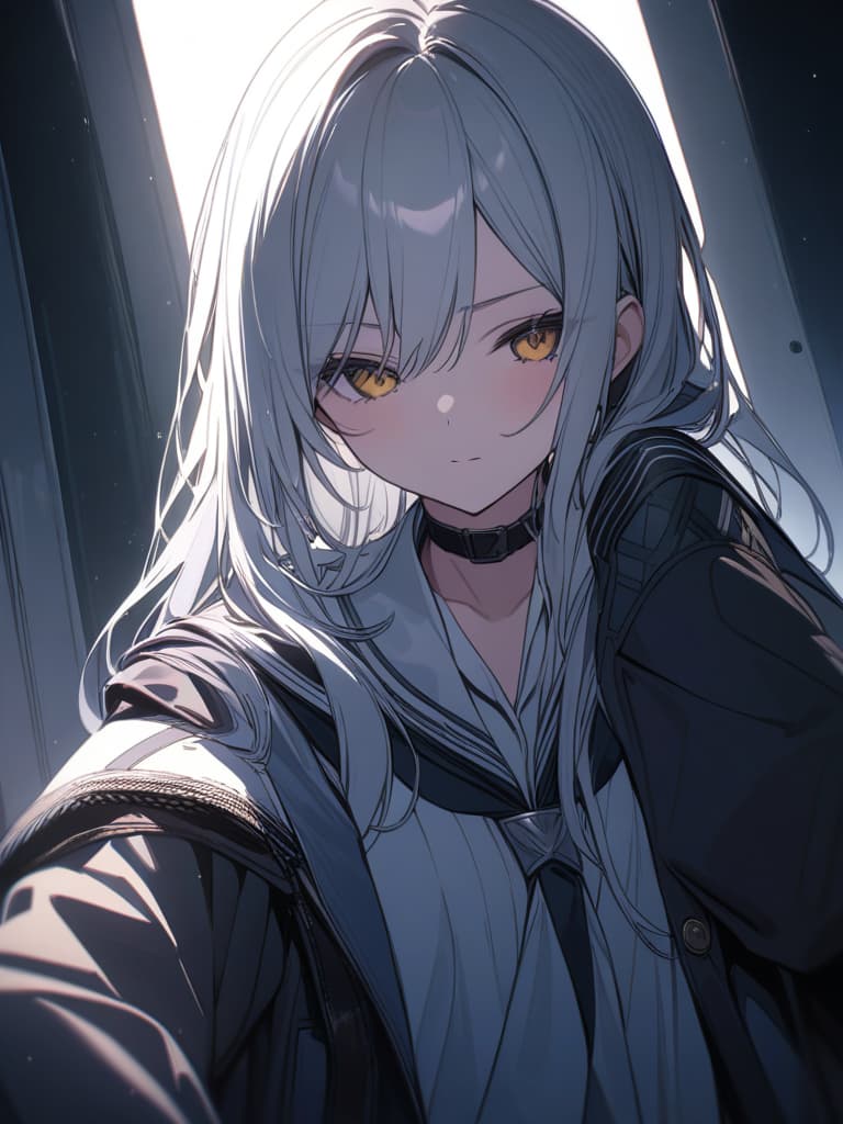  silver hair, yellow, masterpiece, best quality,8k,ultra detailed,high resolution,an extremely delicate and beautiful,hyper detail