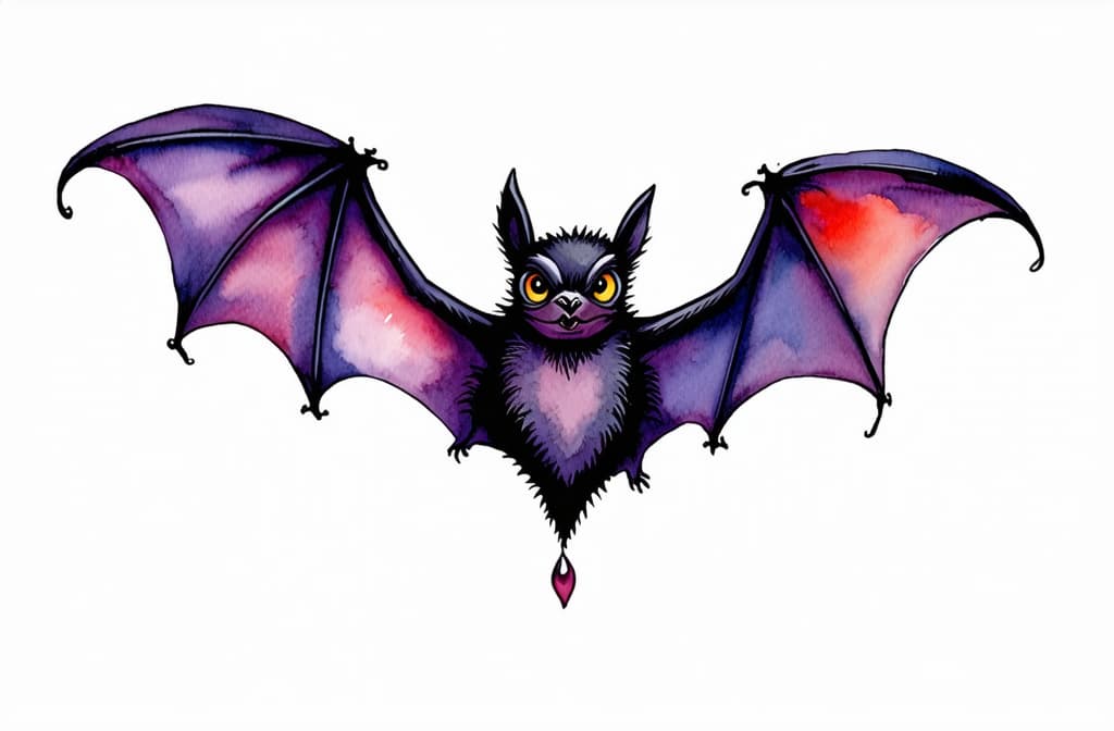  artwork hand drawn watercolor halloween bat isolated on white background ar 3:2, watercolor techniques, featuring fluid colors, subtle gradients, transparency associated with watercolor art