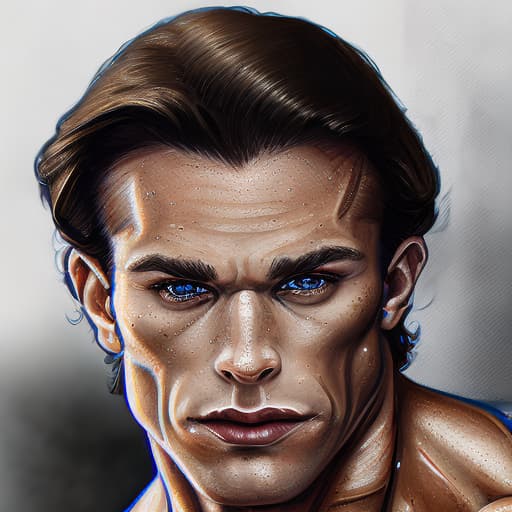 portrait+ style IFBB star bodybuilder queer brunette hunk dude face