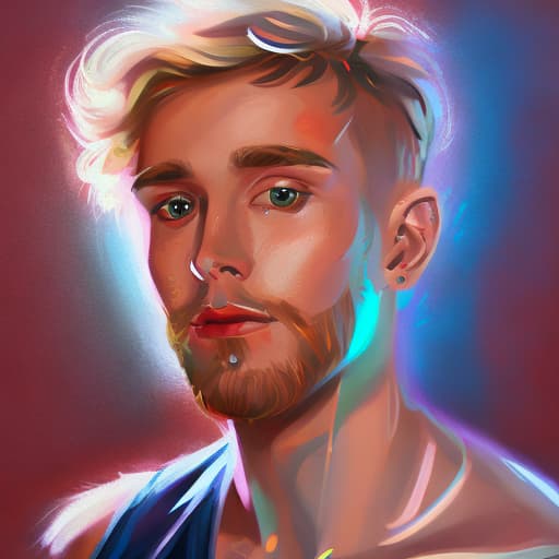 portrait+ style Russian tiktok personality LGBT queer blonde hunk dude face