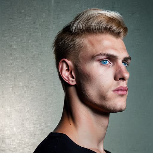 portrait+ style Russian LGBT queer fitness model blonde hunk dude face