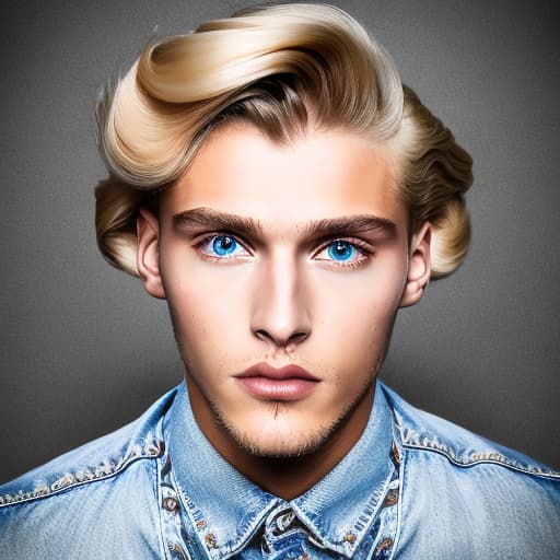 portrait+ style Russian LGBT queer fashion stylist blonde hunk dude face