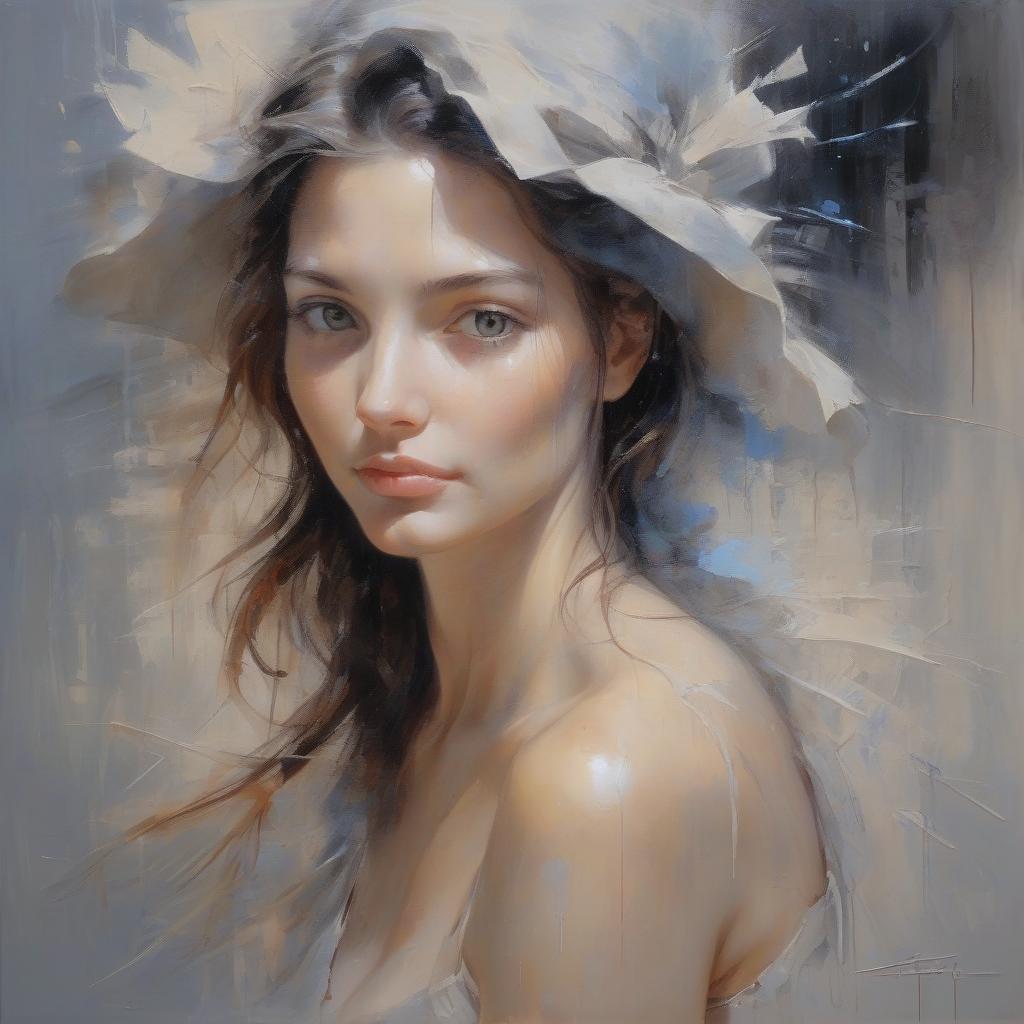  in the style of nathalie picoulet, an awe inspiring oil painting with heavy brush strokes.