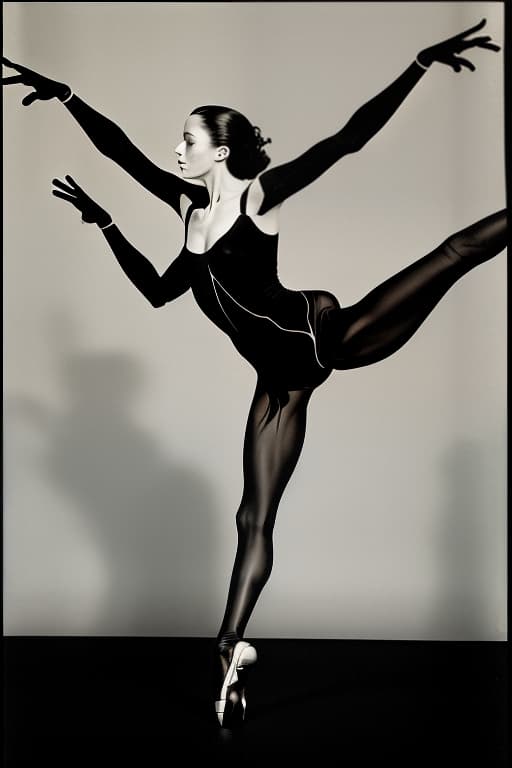  (absolutely black background) and lower lighting, the black narrow tights tightly fit the graceful figure of the dancer with (beautiful face). on the dancer (black) shoes (high heel: 1.2). on (all black tights: 1.1) is superimposed anatomical print of the skeleton, the print is made of (fluorescent) paint and (imitates the real skeleton: 1.3). full length image from a lower angle. the graceful plasticity of dance movements fascinates and attracts the attention of the viewer. original position in dance: half turn, dynamic strip dance., dynamic, action packed, thrilling, by neil leifer, walter iooss jr., bob martin, eadweard muybridge, robert capa