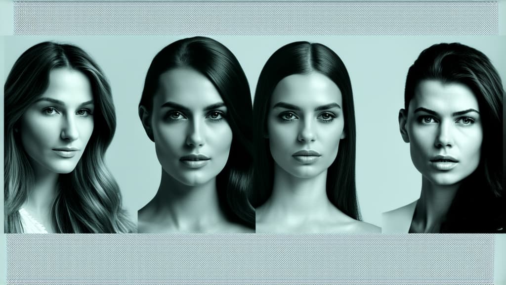  different beauty. set of different female heads on light background. different races and nationalities. ar 16:9, (natural skin texture), highly detailed face, depth of field, hyperrealism, soft light, muted colors