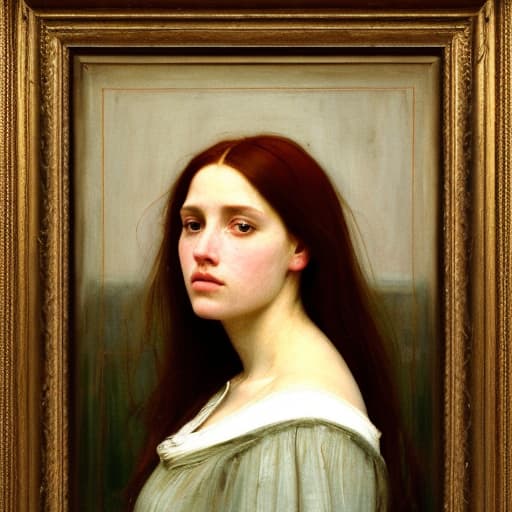 analog style Emotional, dramatic oil painting of a lovely Pre-Raphaelite Beata Beatrix distraught girl accused of witchcraft. It is from the side and she is looking upwards. The composition looks like Dante Gabriel Rossettti’s Beata Beatrix who looks like girl with a pearl earring. Beautiful, ornate, emotionally engaging oil painting with soft, lost edges painted by John William Waterhouse. Complex , ornate composition using the golden ratio.